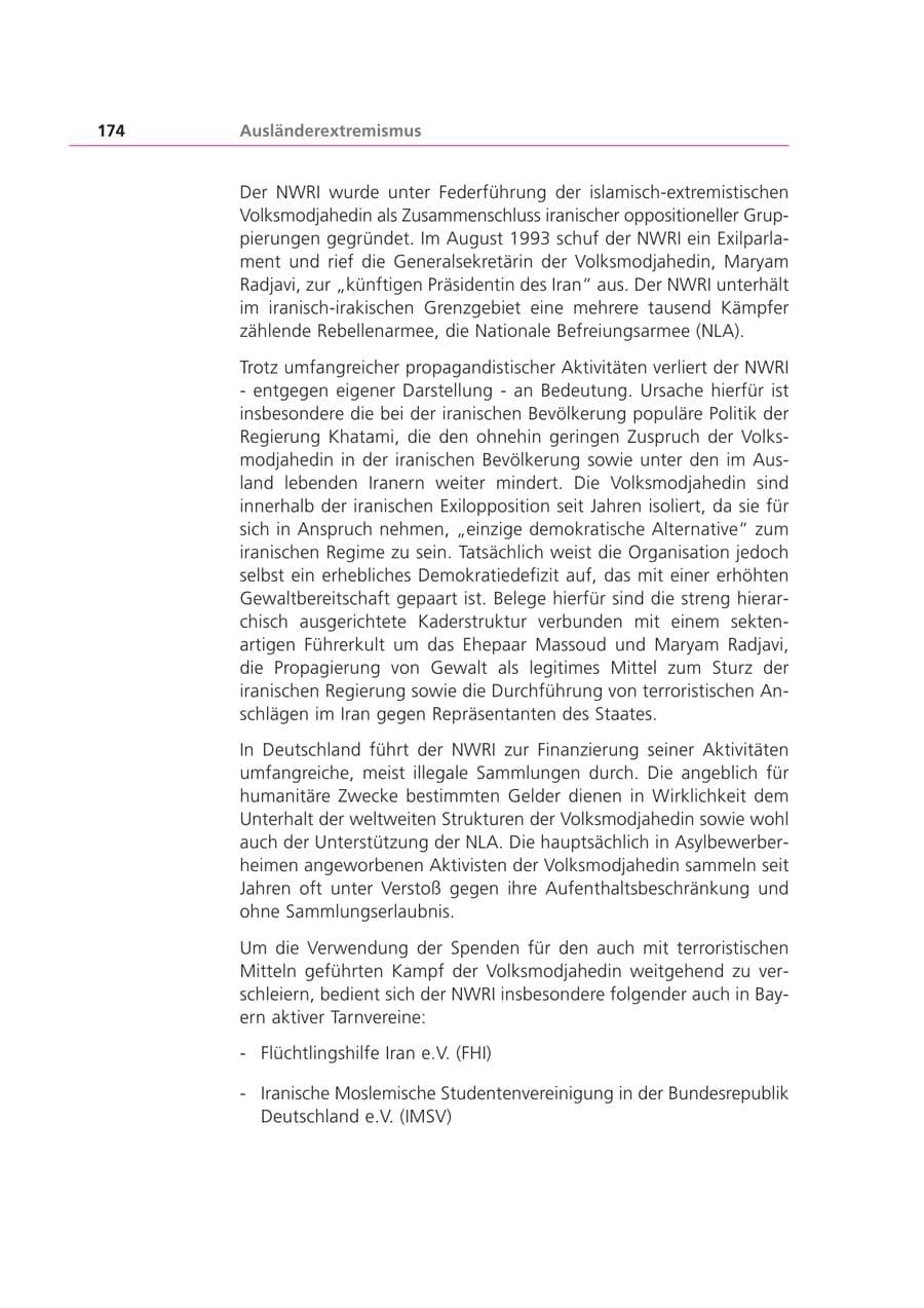 Seite 175 des Verfassungsschutzbericht 2001 Bayern