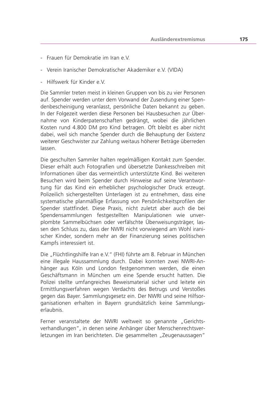 Seite 176 des Verfassungsschutzbericht 2001 Bayern