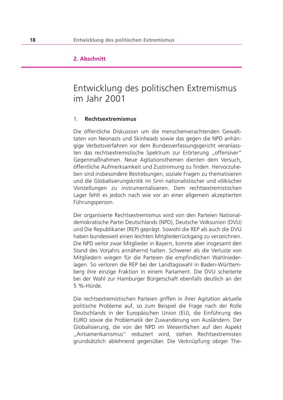 Seite 19 des Verfassungsschutzbericht 2001 Bayern