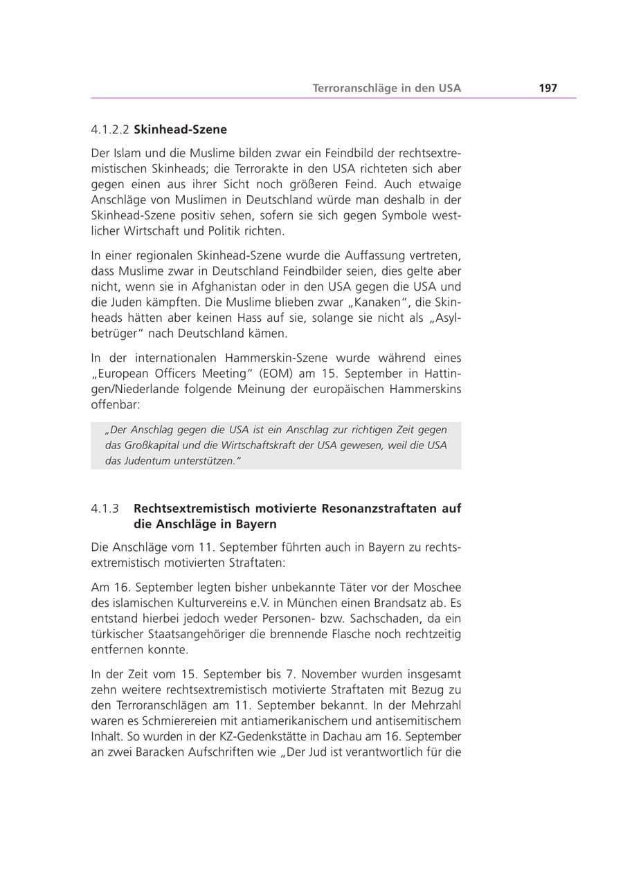 Seite 198 des Verfassungsschutzbericht 2001 Bayern
