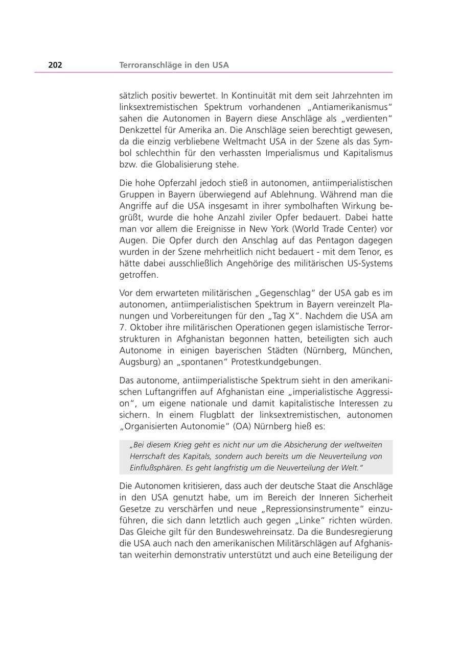 Seite 203 des Verfassungsschutzbericht 2001 Bayern