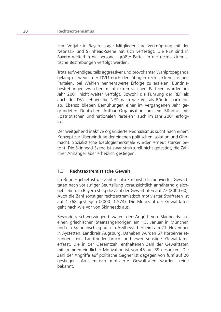 Seite 31 des Verfassungsschutzbericht 2001 Bayern