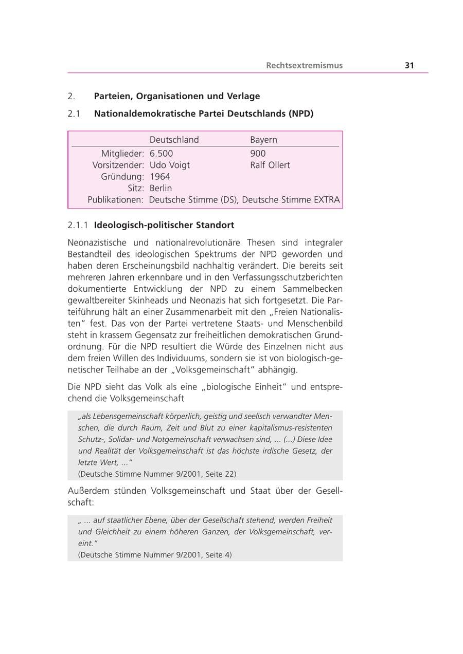 Seite 32 des Verfassungsschutzbericht 2001 Bayern