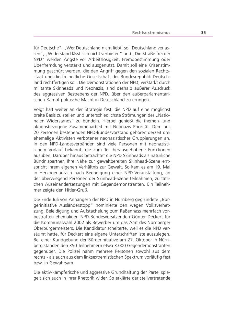 Seite 36 des Verfassungsschutzbericht 2001 Bayern