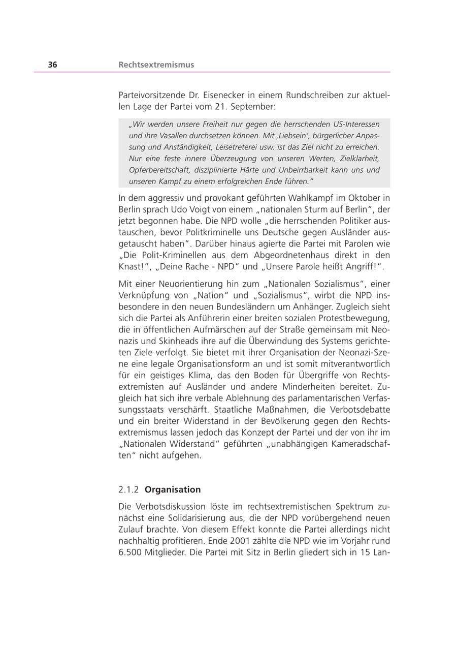Seite 37 des Verfassungsschutzbericht 2001 Bayern