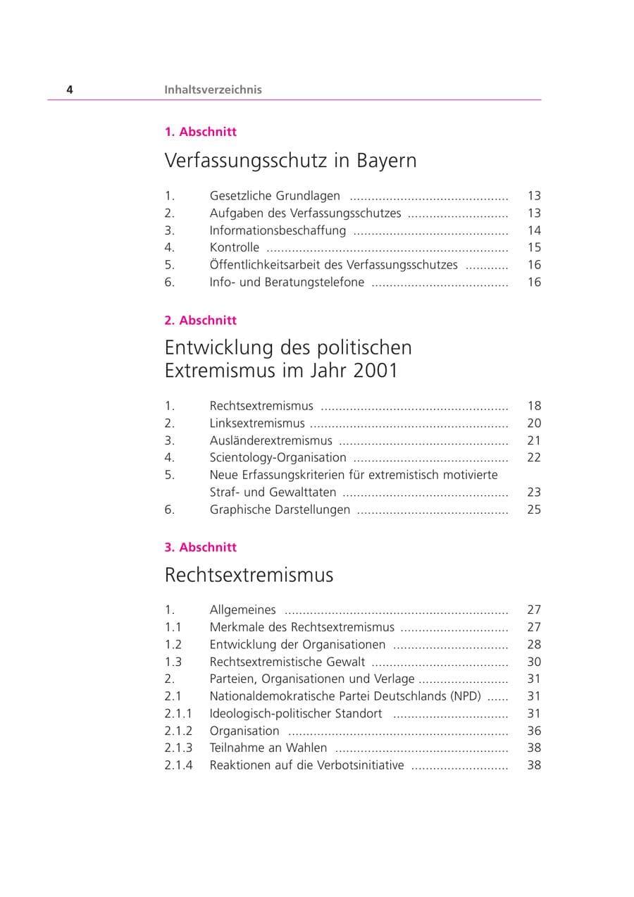 Seite 5 des Verfassungsschutzbericht 2001 Bayern