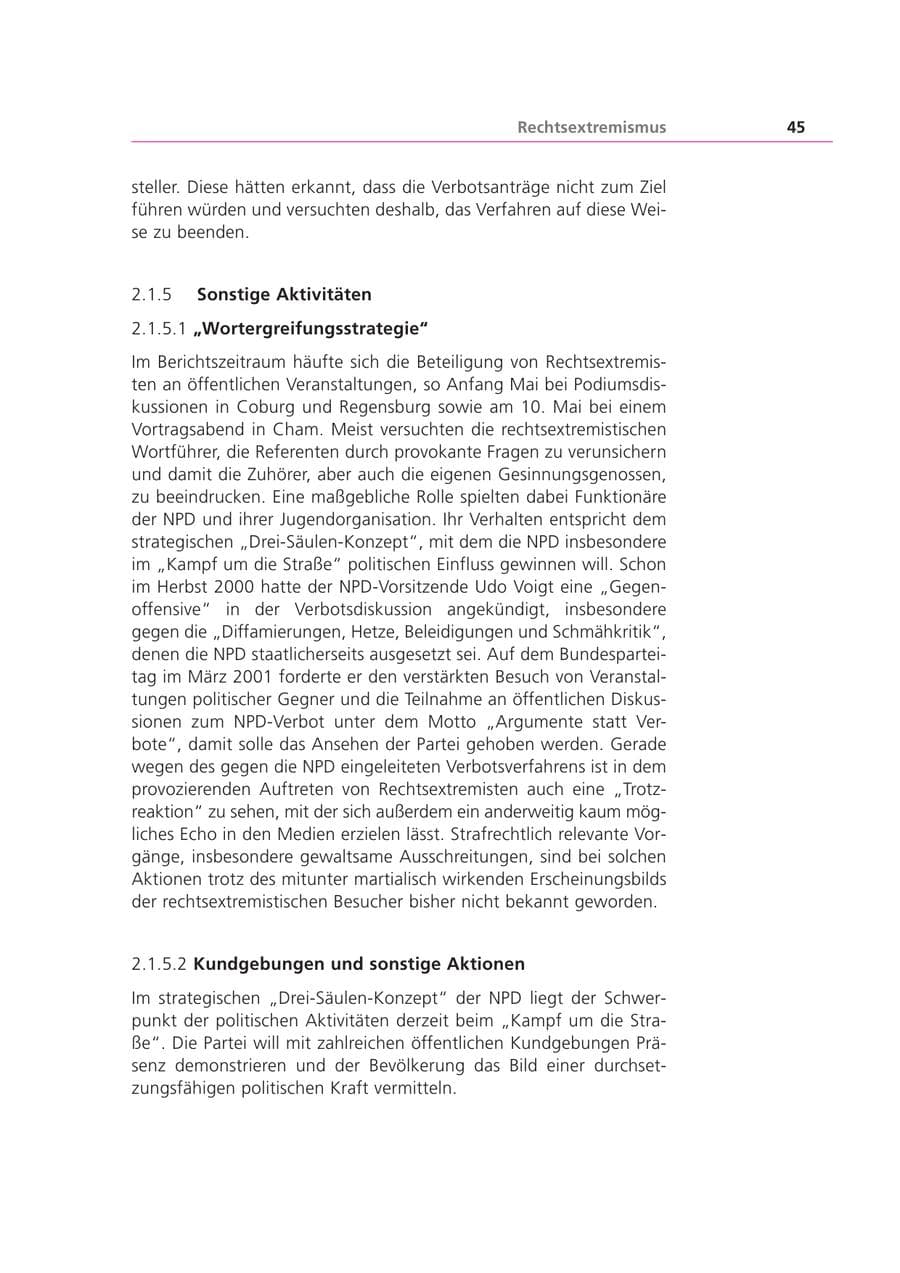 Seite 46 des Verfassungsschutzbericht 2001 Bayern