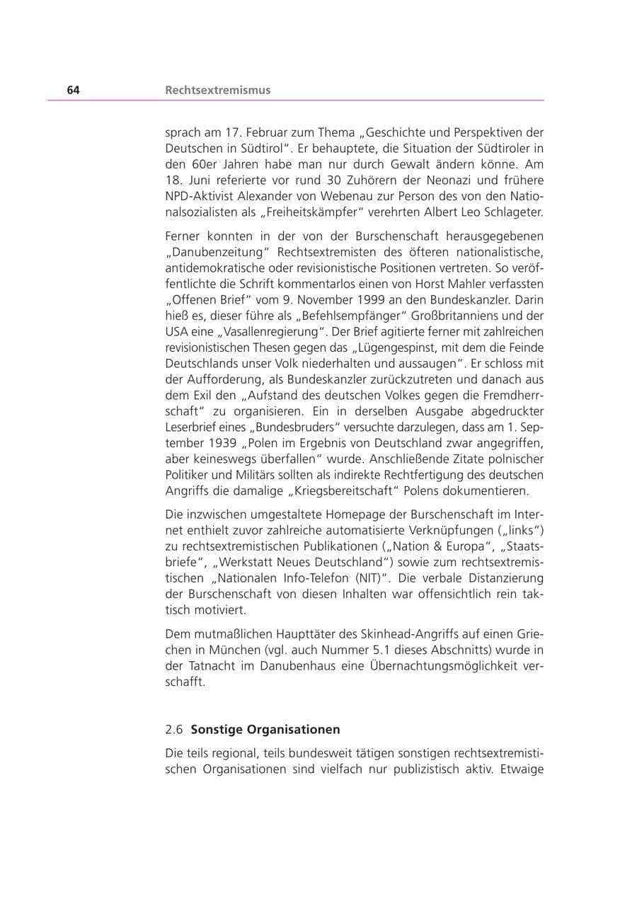 Seite 65 des Verfassungsschutzbericht 2001 Bayern
