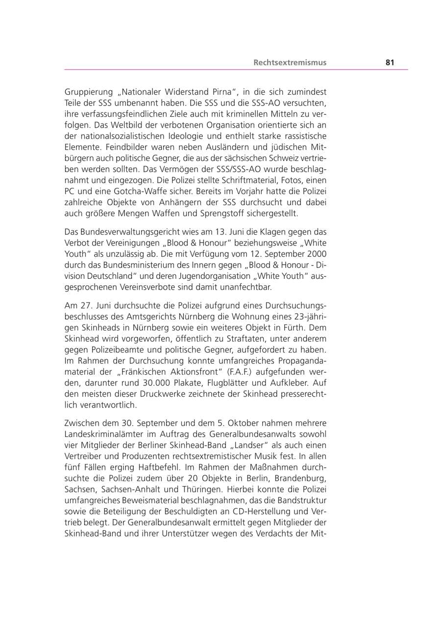 Seite 82 des Verfassungsschutzbericht 2001 Bayern