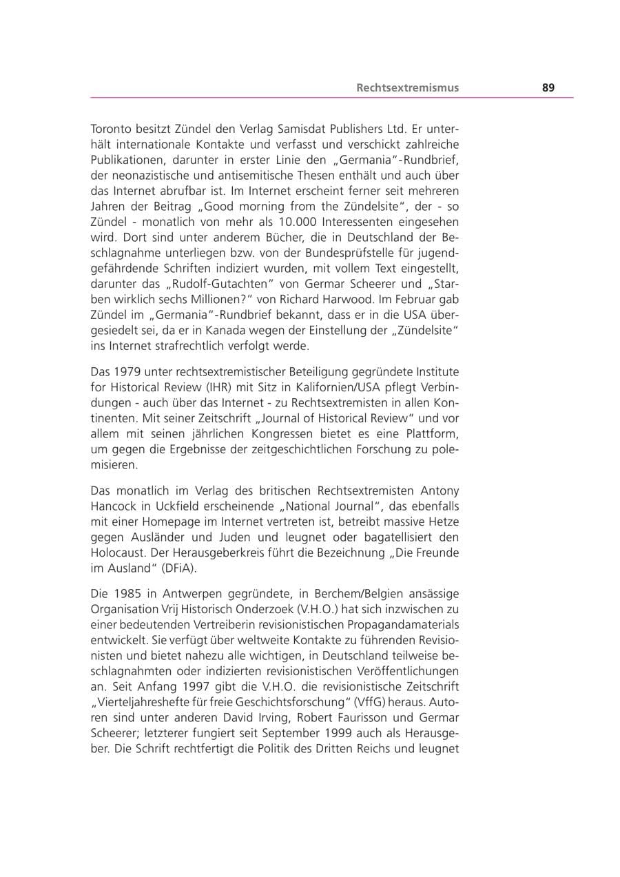 Seite 90 des Verfassungsschutzbericht 2001 Bayern
