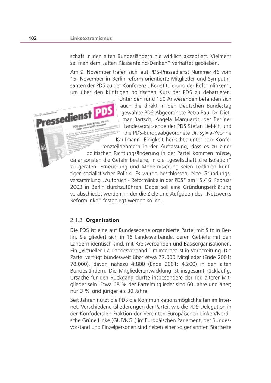 Seite 102 des Verfassungsschutzbericht 2002 Bayern