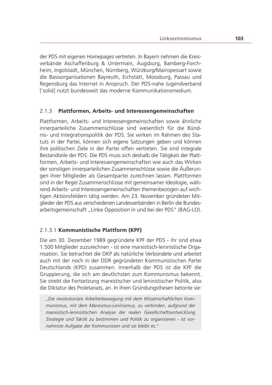 Seite 103 des Verfassungsschutzbericht 2002 Bayern