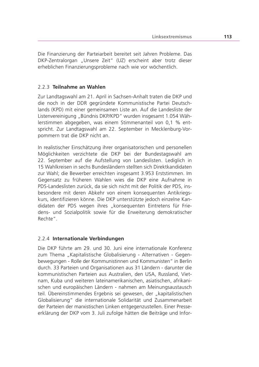 Seite 113 des Verfassungsschutzbericht 2002 Bayern