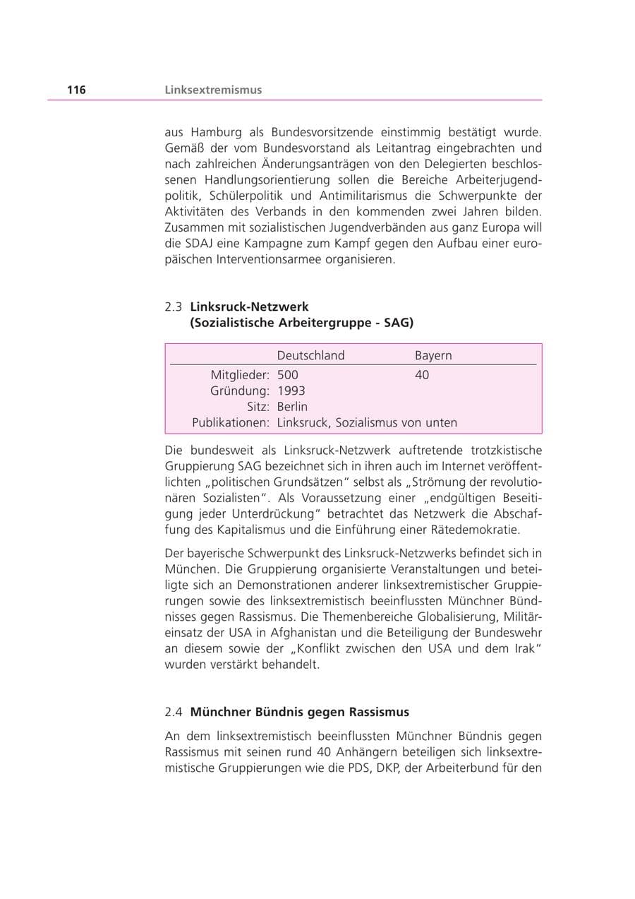 Seite 116 des Verfassungsschutzbericht 2002 Bayern