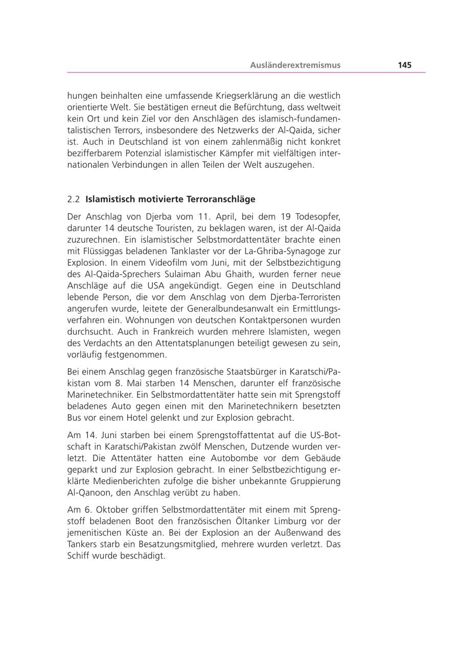Seite 145 des Verfassungsschutzbericht 2002 Bayern