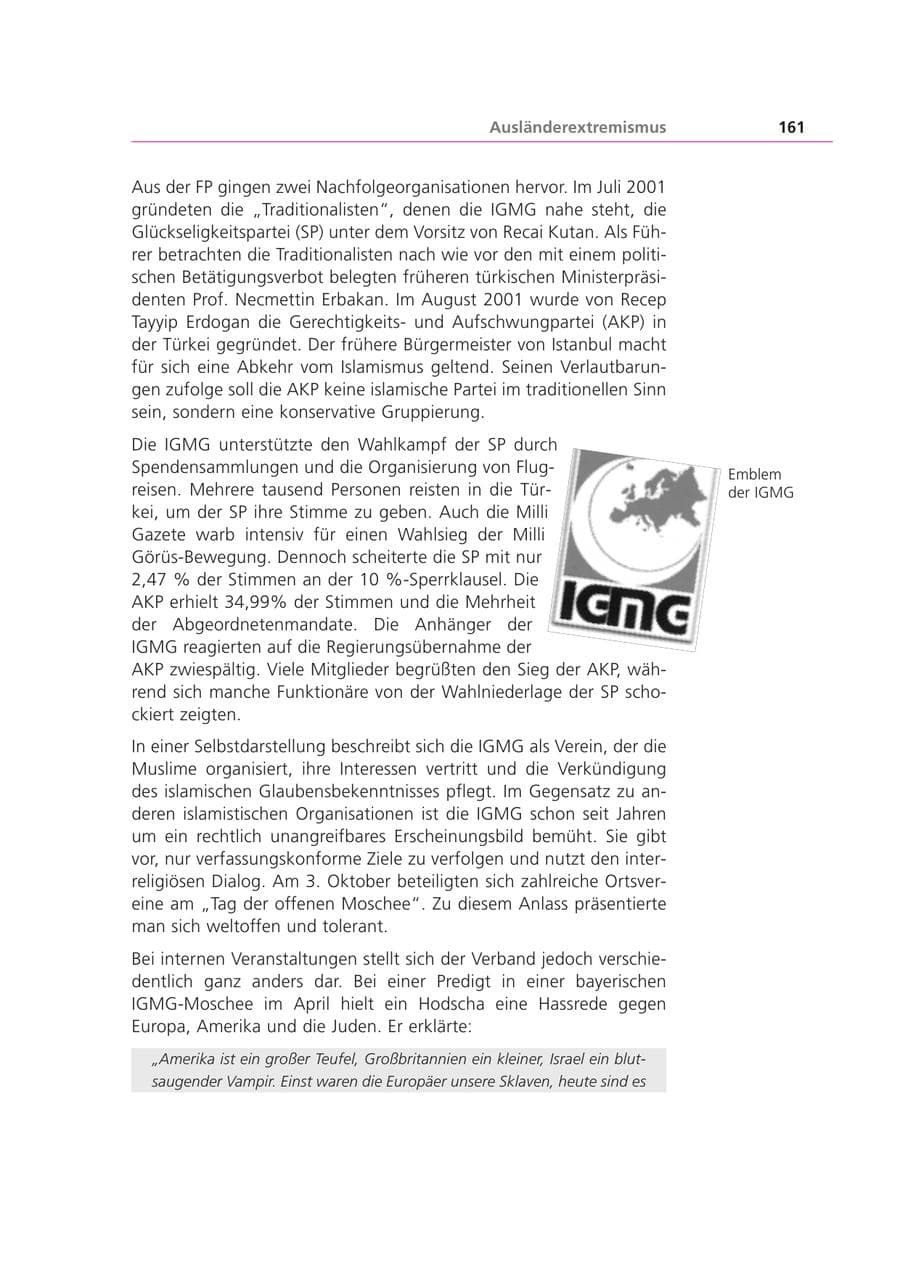Seite 161 des Verfassungsschutzbericht 2002 Bayern