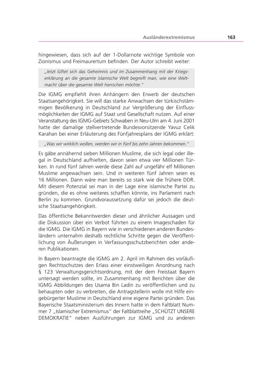 Seite 163 des Verfassungsschutzbericht 2002 Bayern