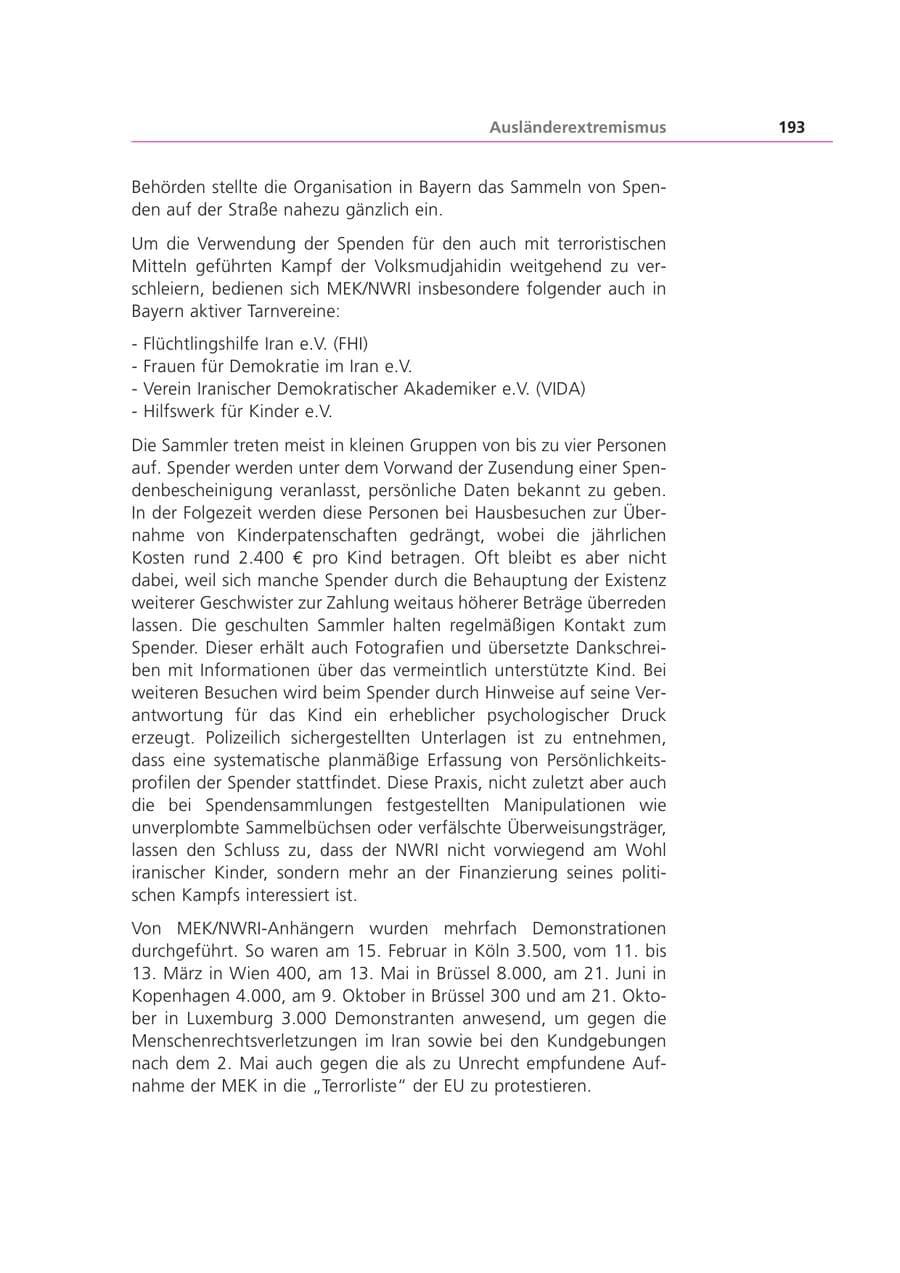 Seite 193 des Verfassungsschutzbericht 2002 Bayern