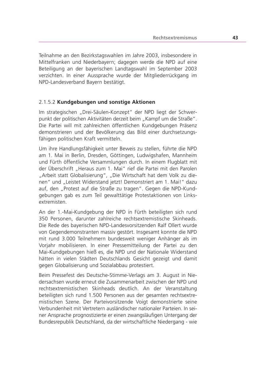 Seite 43 des Verfassungsschutzbericht 2002 Bayern