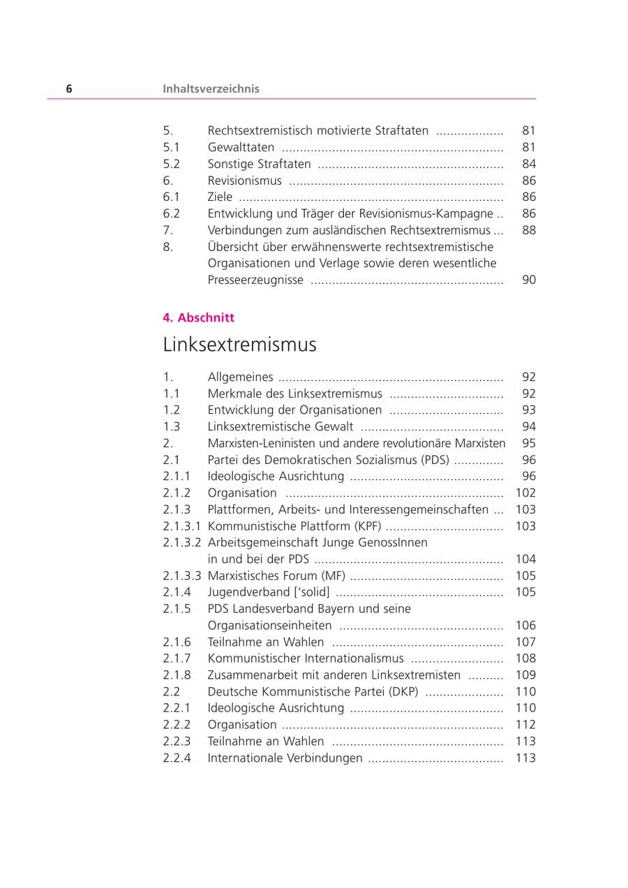 Seite 6 des Verfassungsschutzbericht 2002 Bayern