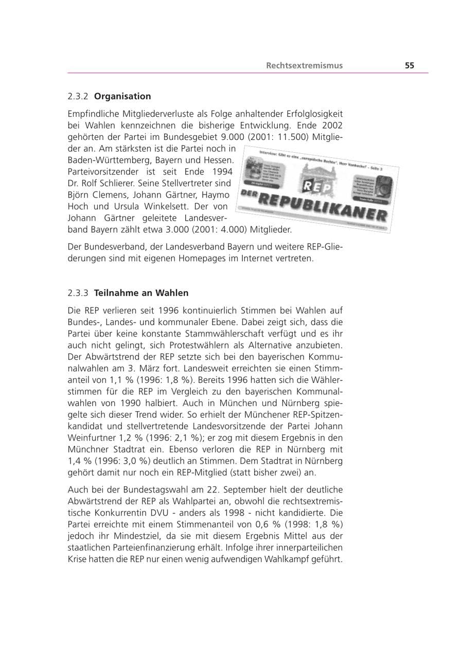 Seite 55 des Verfassungsschutzbericht 2002 Bayern