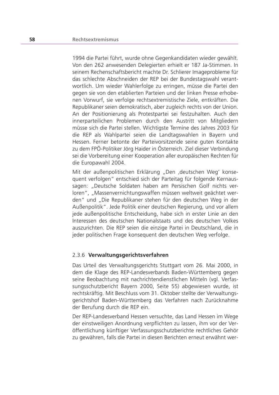 Seite 58 des Verfassungsschutzbericht 2002 Bayern