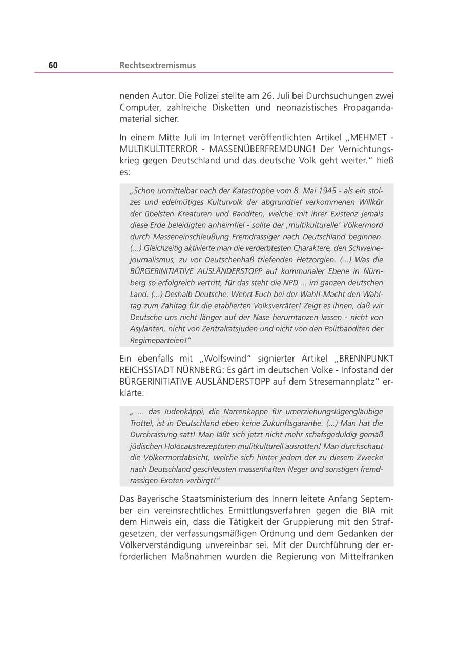 Seite 60 des Verfassungsschutzbericht 2002 Bayern