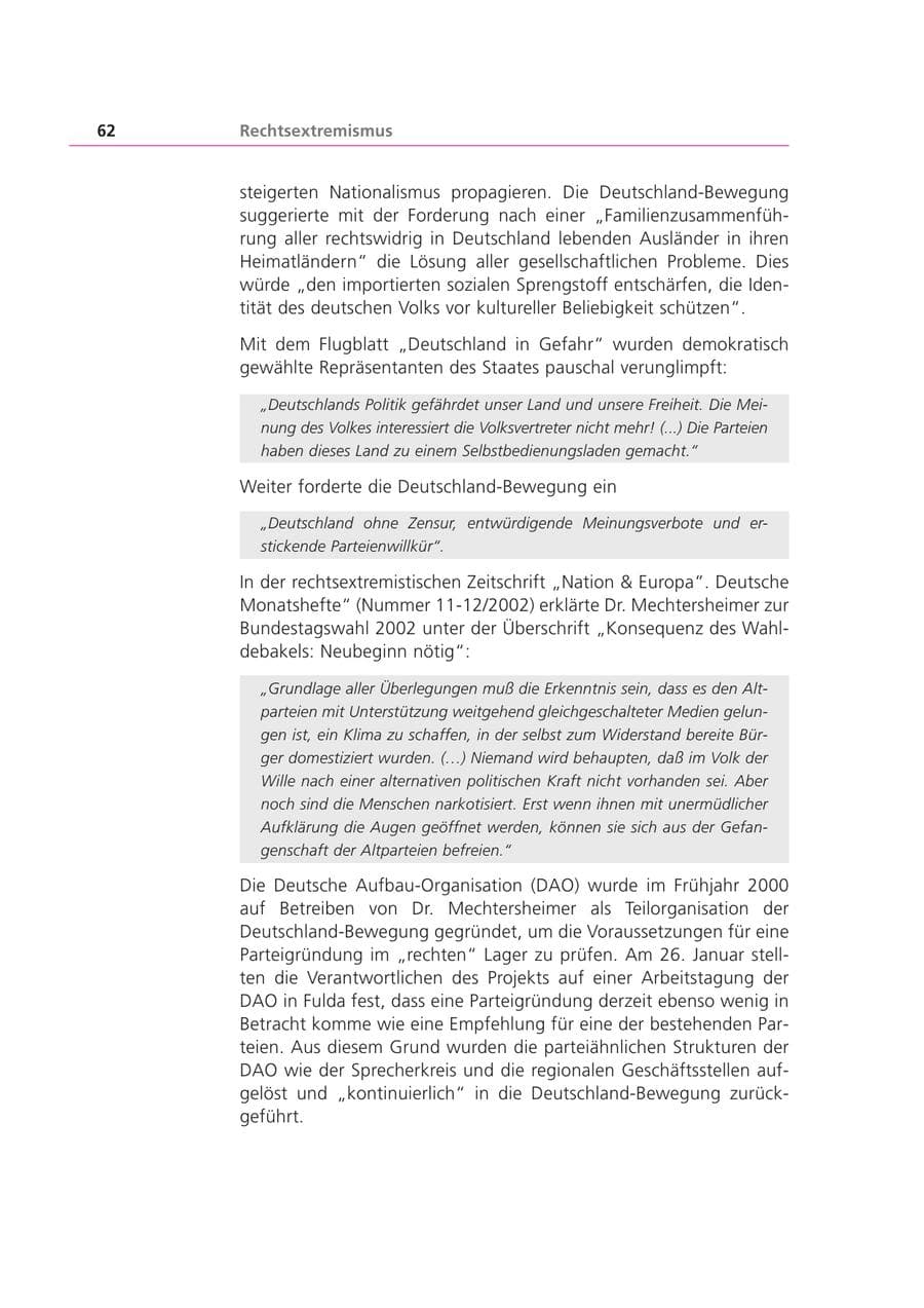Seite 62 des Verfassungsschutzbericht 2002 Bayern