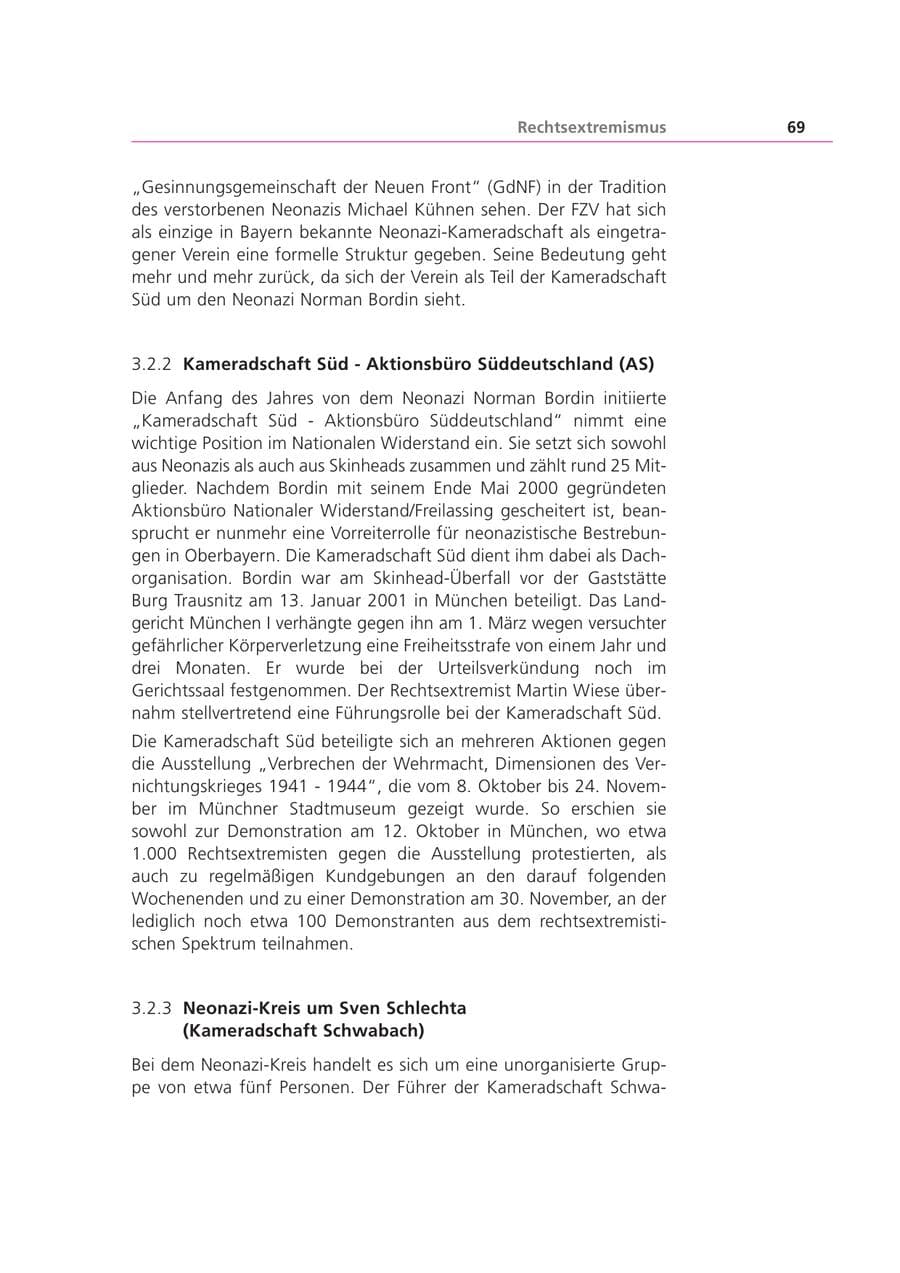 Seite 69 des Verfassungsschutzbericht 2002 Bayern