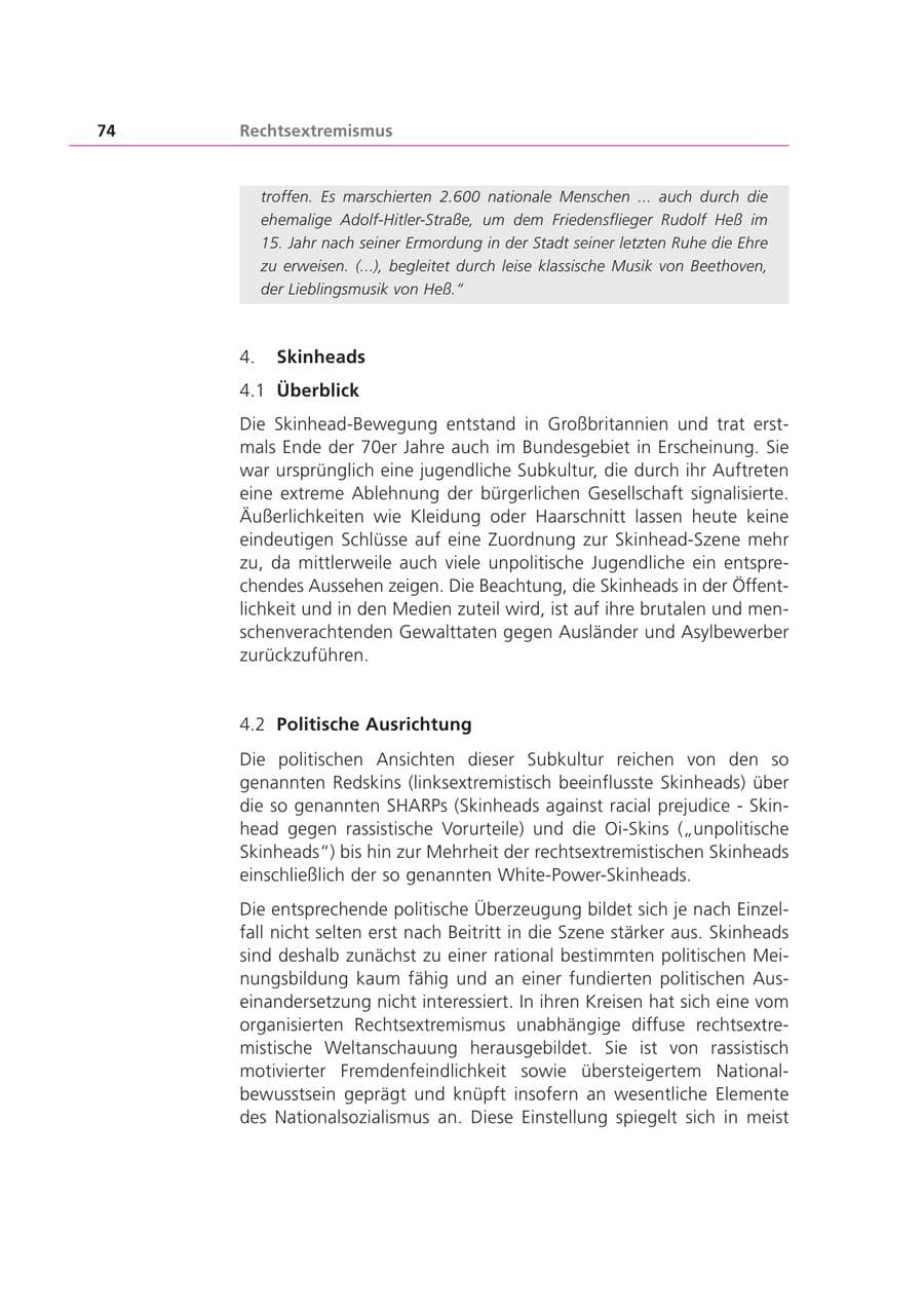 Seite 74 des Verfassungsschutzbericht 2002 Bayern