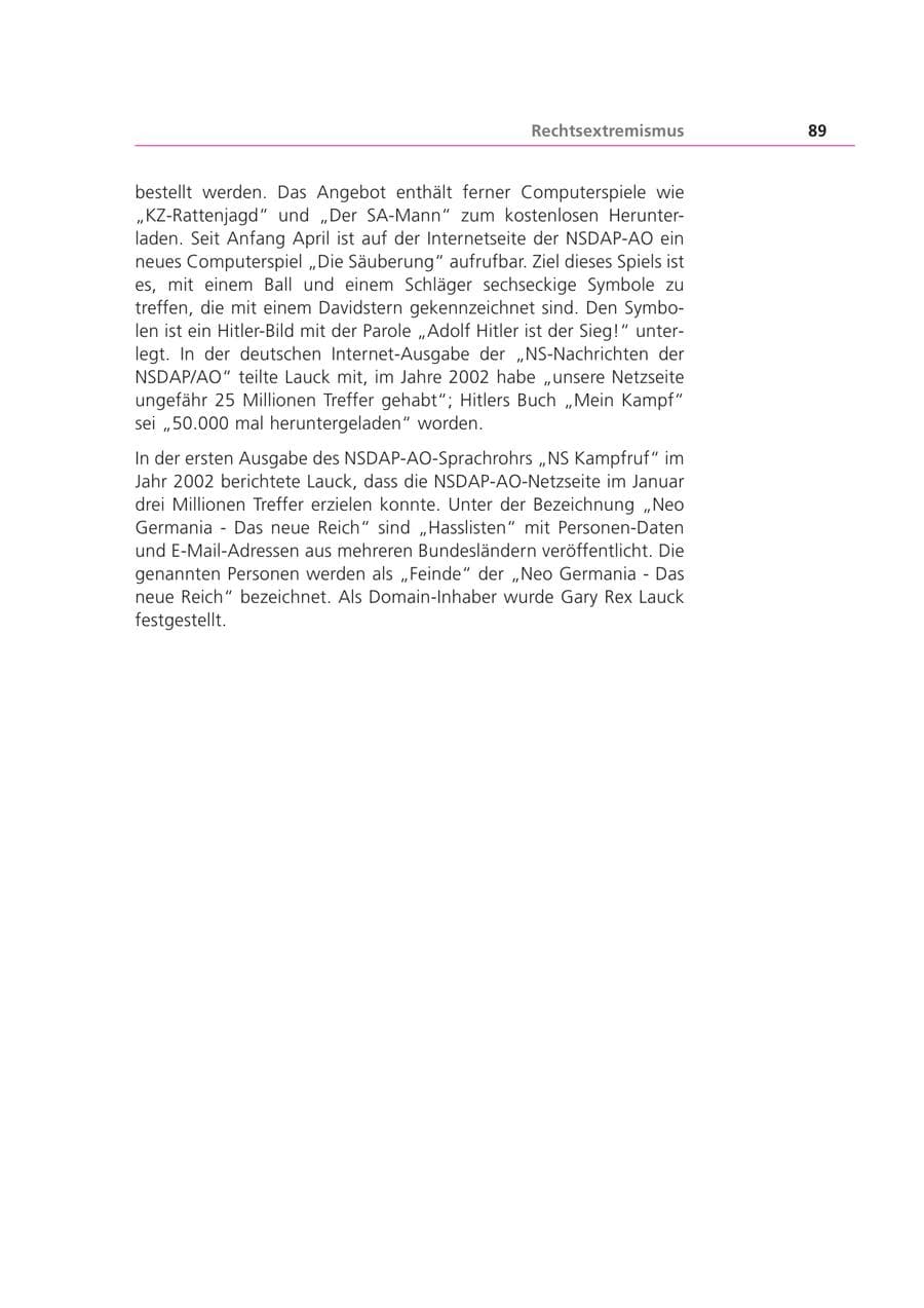 Seite 89 des Verfassungsschutzbericht 2002 Bayern
