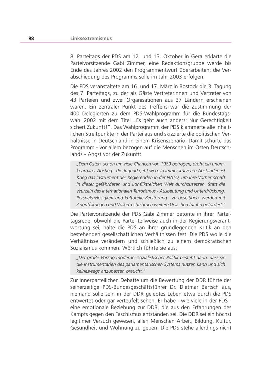 Seite 98 des Verfassungsschutzbericht 2002 Bayern