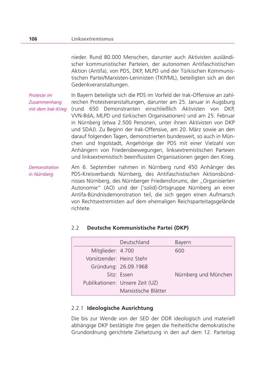 Seite 106 des Verfassungsschutzbericht 2003 Bayern