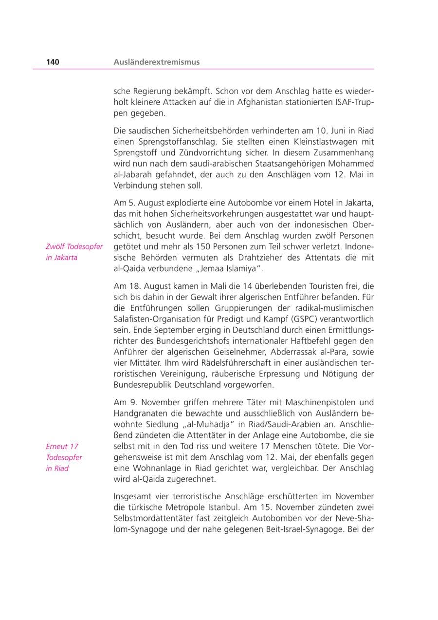 Seite 140 des Verfassungsschutzbericht 2003 Bayern