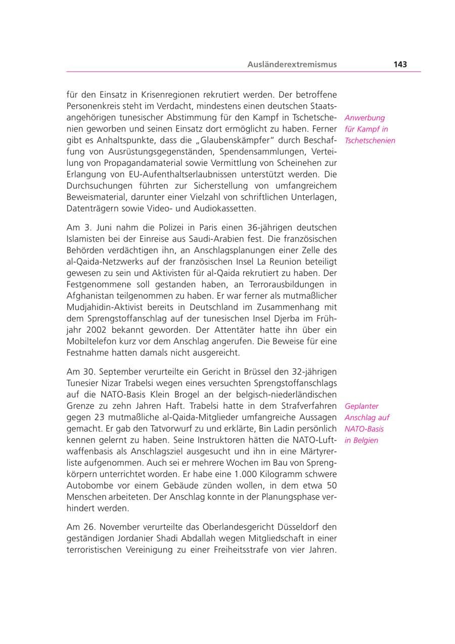 Seite 143 des Verfassungsschutzbericht 2003 Bayern