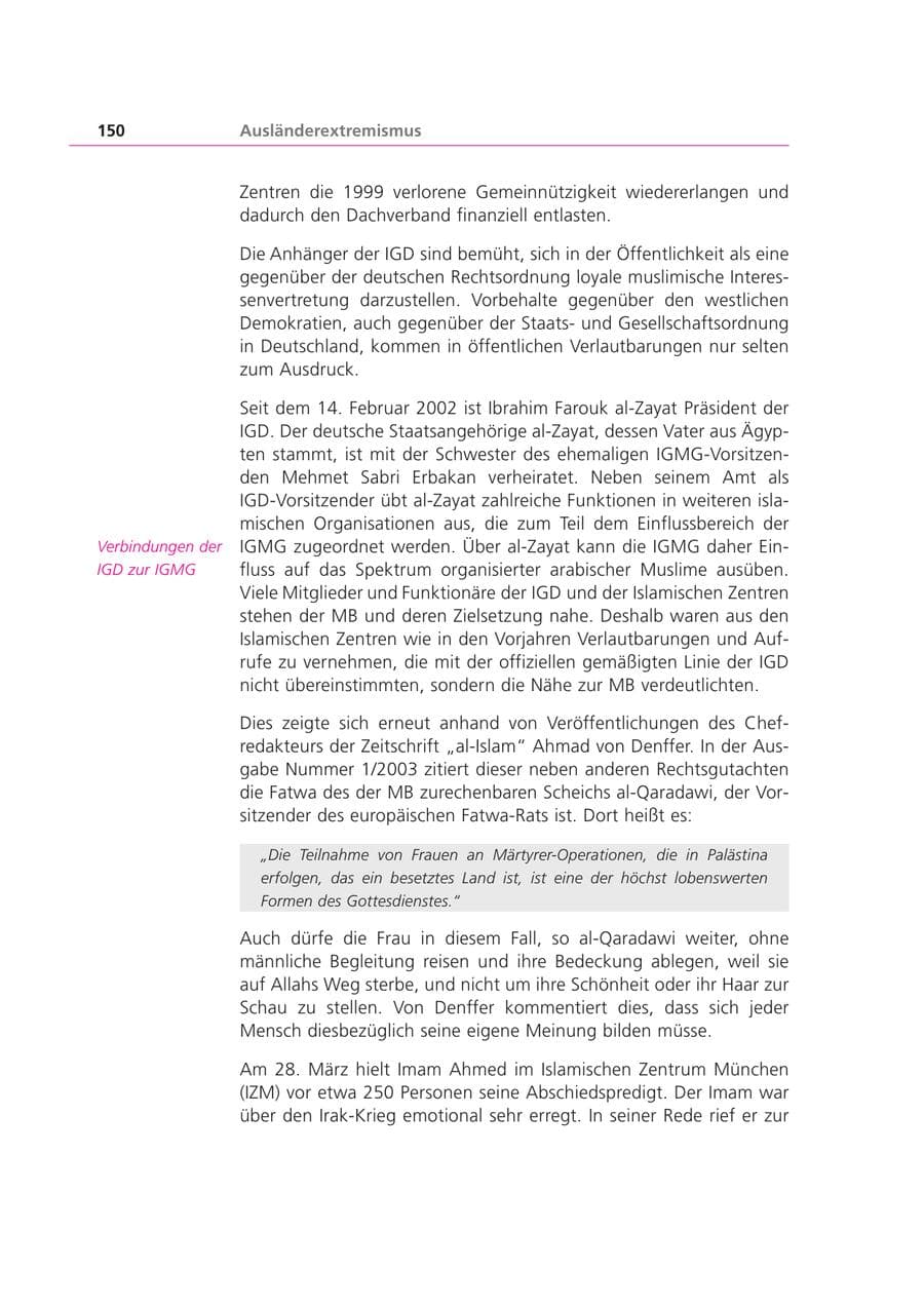 Seite 150 des Verfassungsschutzbericht 2003 Bayern