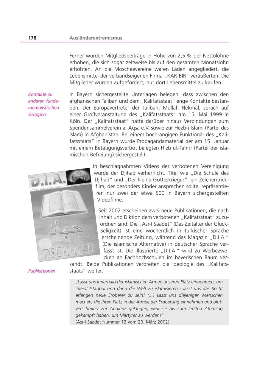 Seite 178 des Verfassungsschutzbericht 2003 Bayern