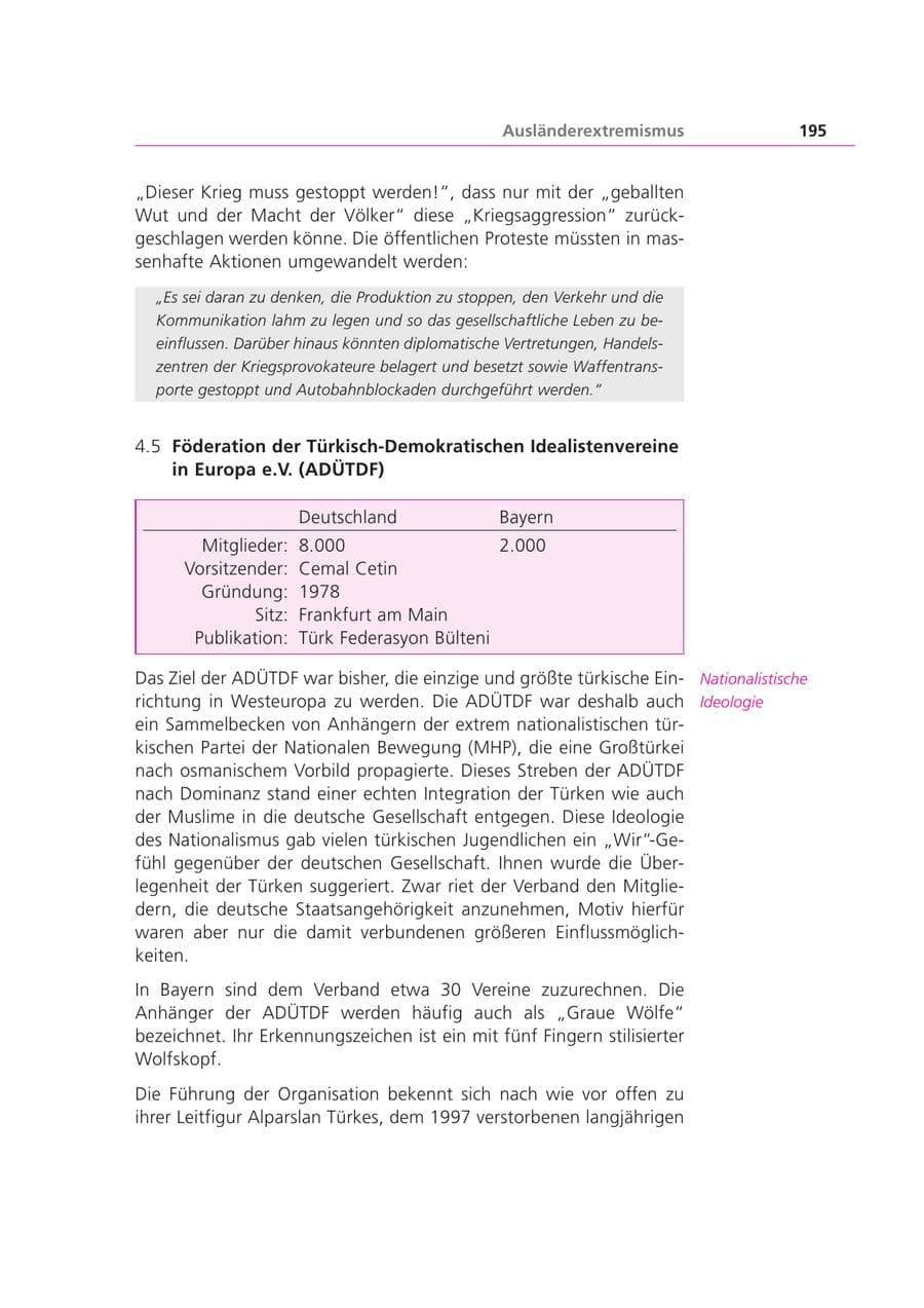 Seite 195 des Verfassungsschutzbericht 2003 Bayern