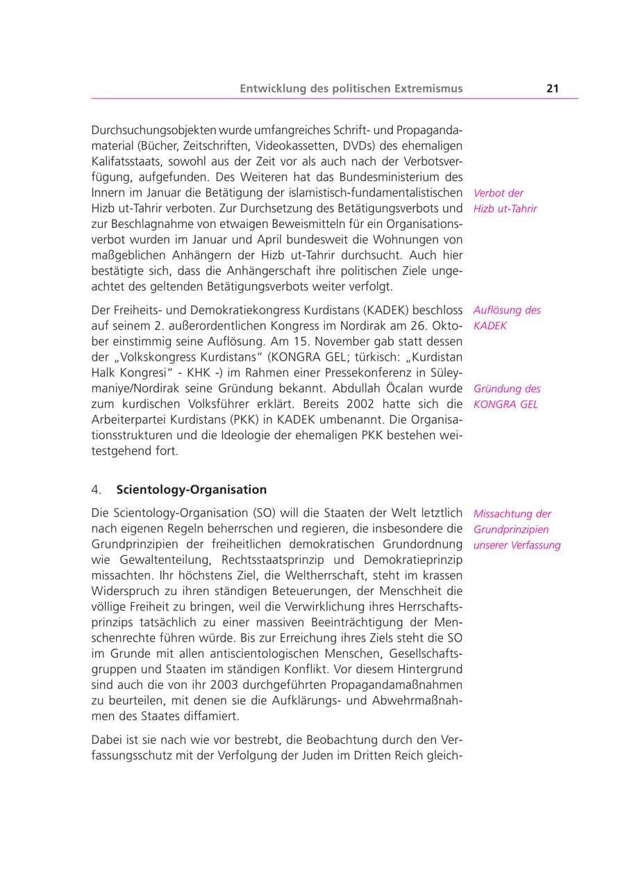 Seite 21 des Verfassungsschutzbericht 2003 Bayern