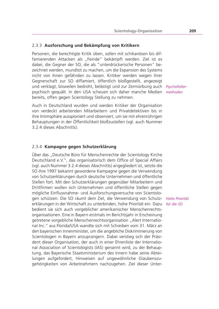 Seite 209 des Verfassungsschutzbericht 2003 Bayern
