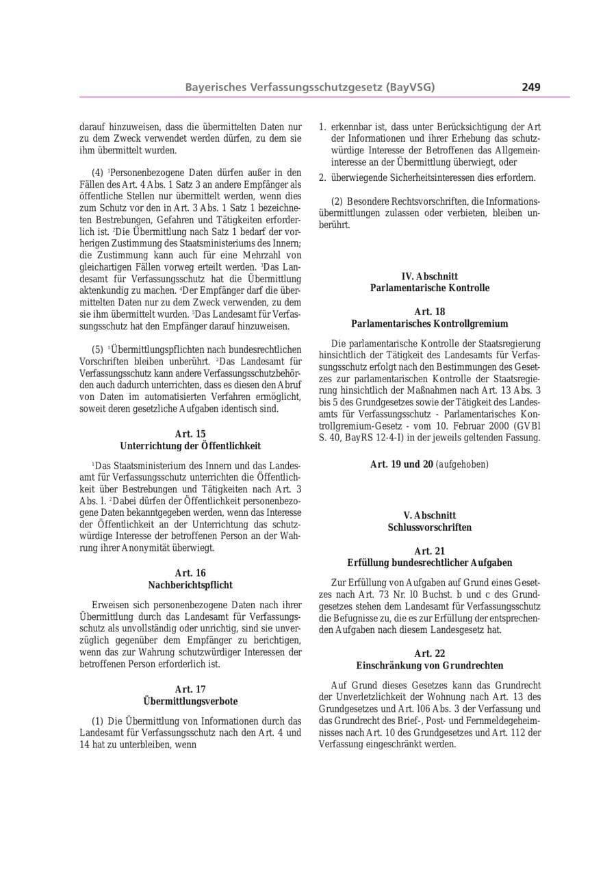 Seite 249 des Verfassungsschutzbericht 2003 Bayern