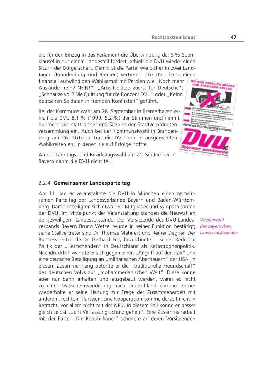 Seite 47 des Verfassungsschutzbericht 2003 Bayern