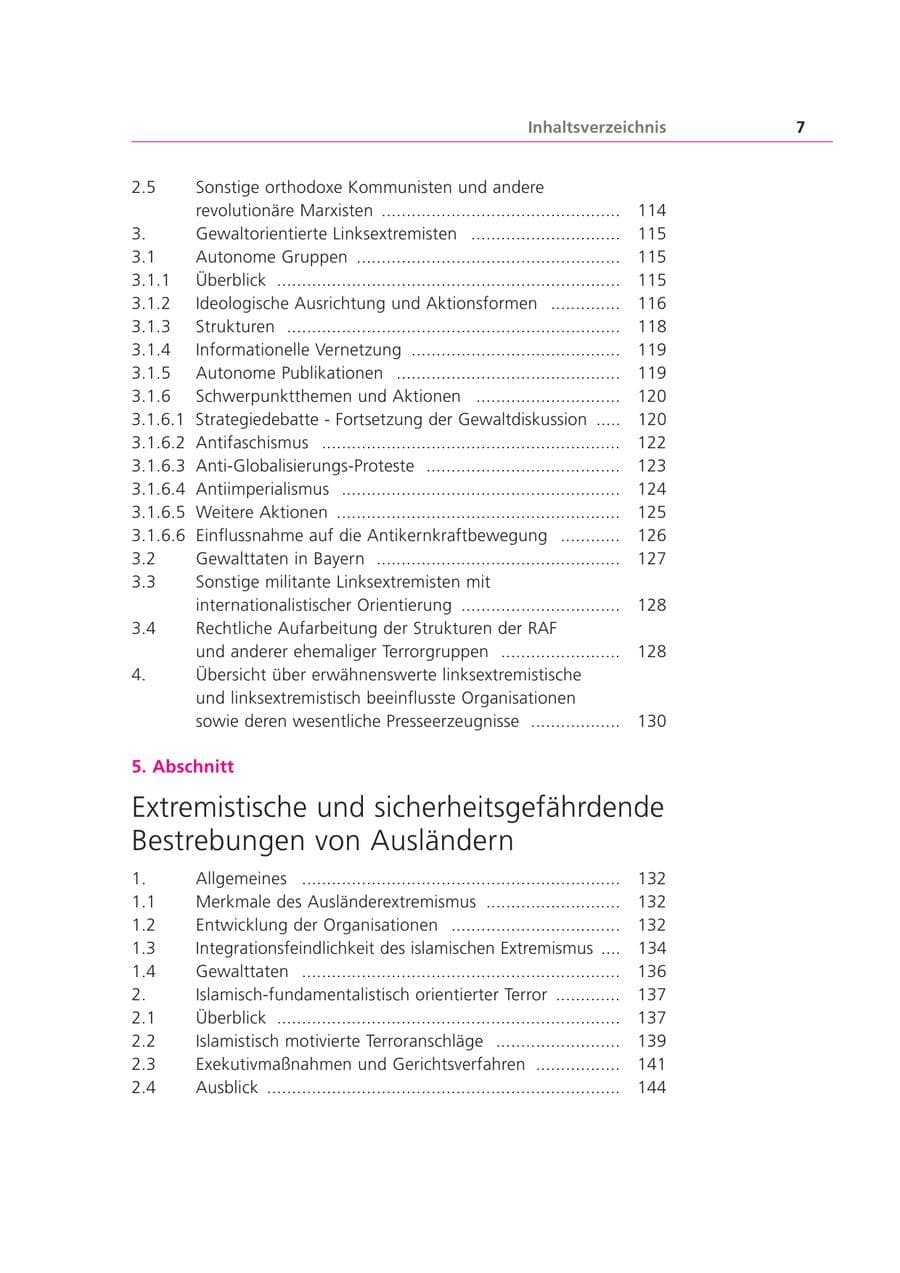 Seite 7 des Verfassungsschutzbericht 2003 Bayern