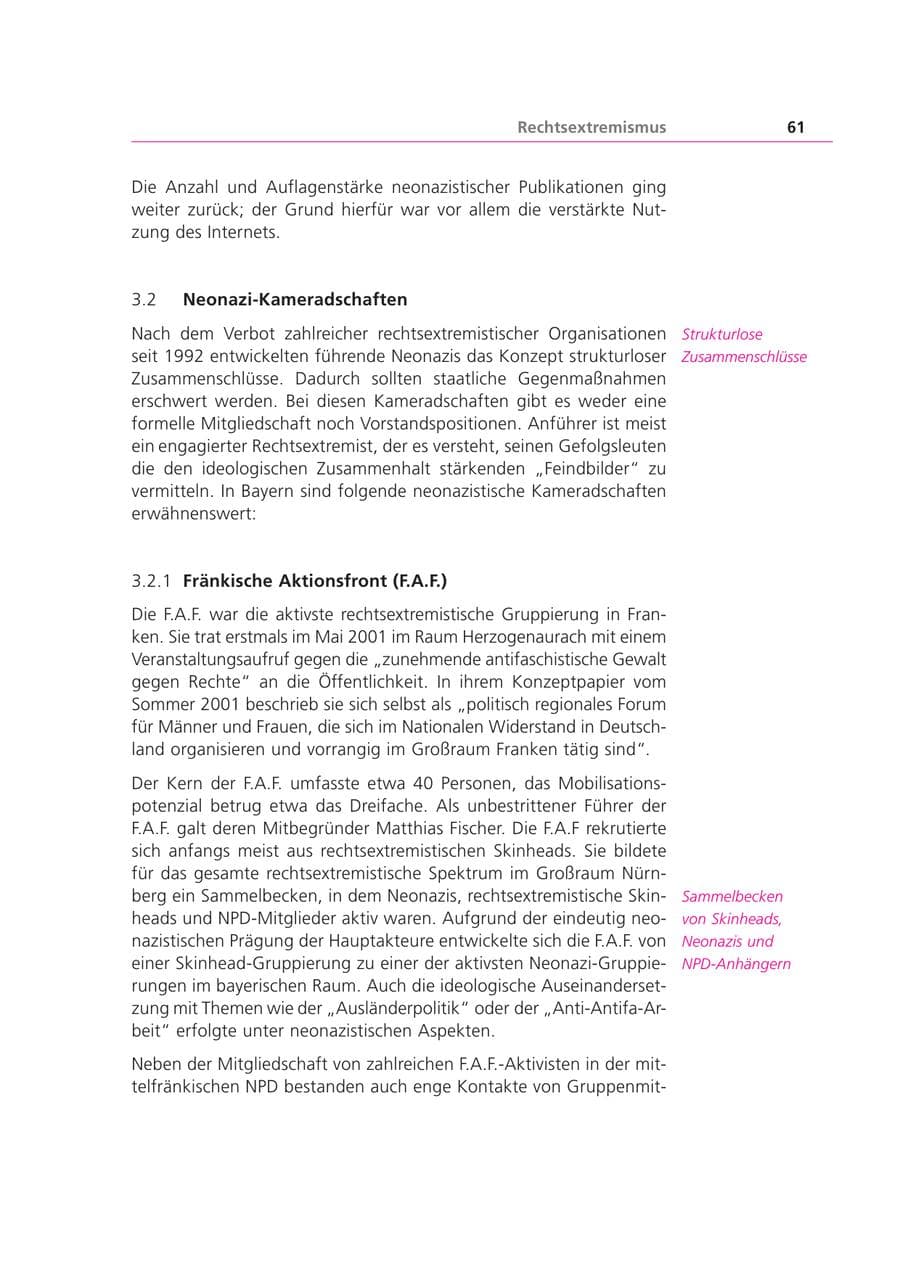 Seite 61 des Verfassungsschutzbericht 2003 Bayern