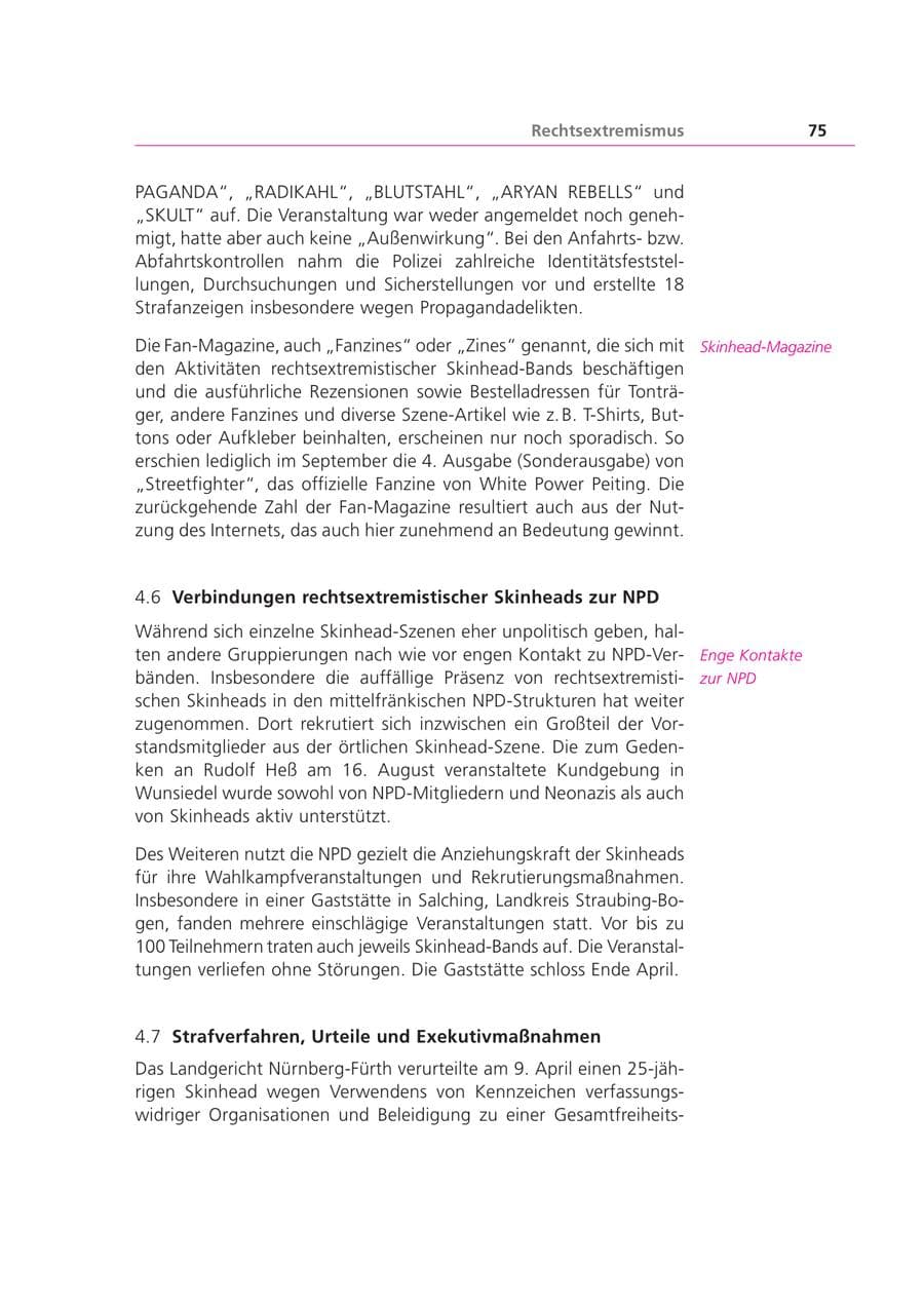 Seite 75 des Verfassungsschutzbericht 2003 Bayern
