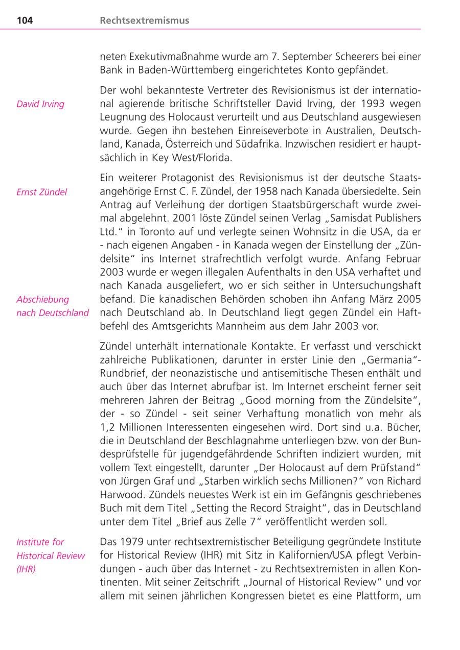 Seite 104 des Verfassungsschutzbericht 2004 Bayern