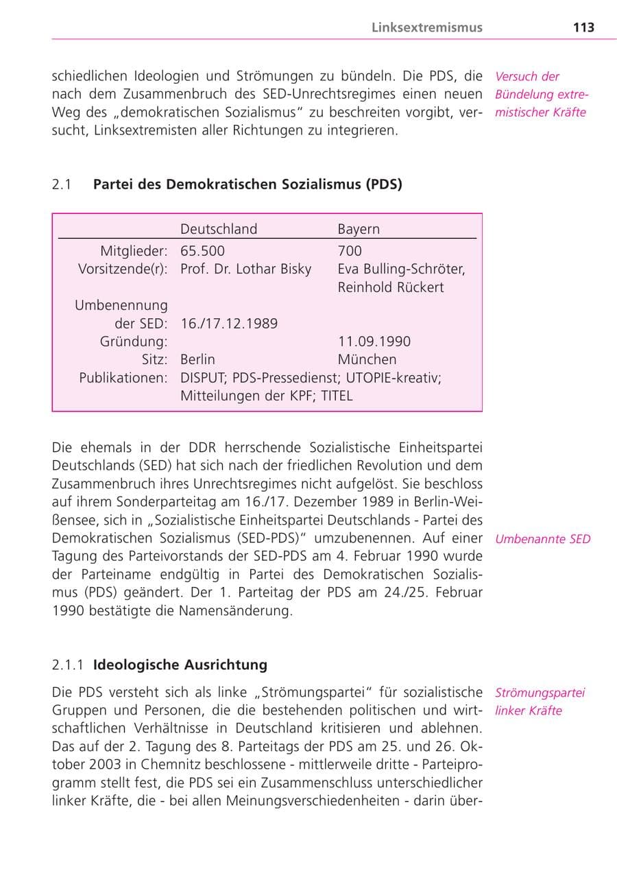 Seite 113 des Verfassungsschutzbericht 2004 Bayern
