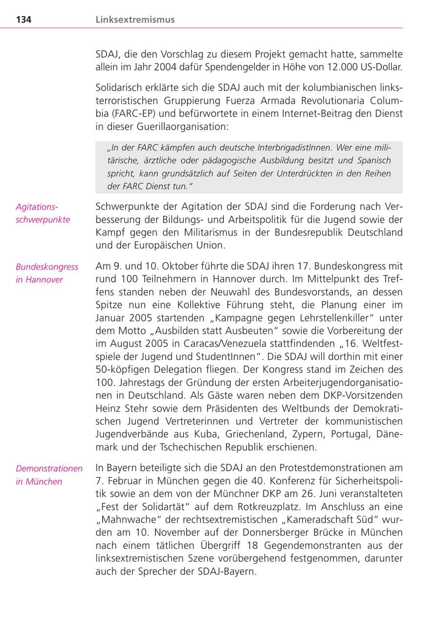 Seite 134 des Verfassungsschutzbericht 2004 Bayern