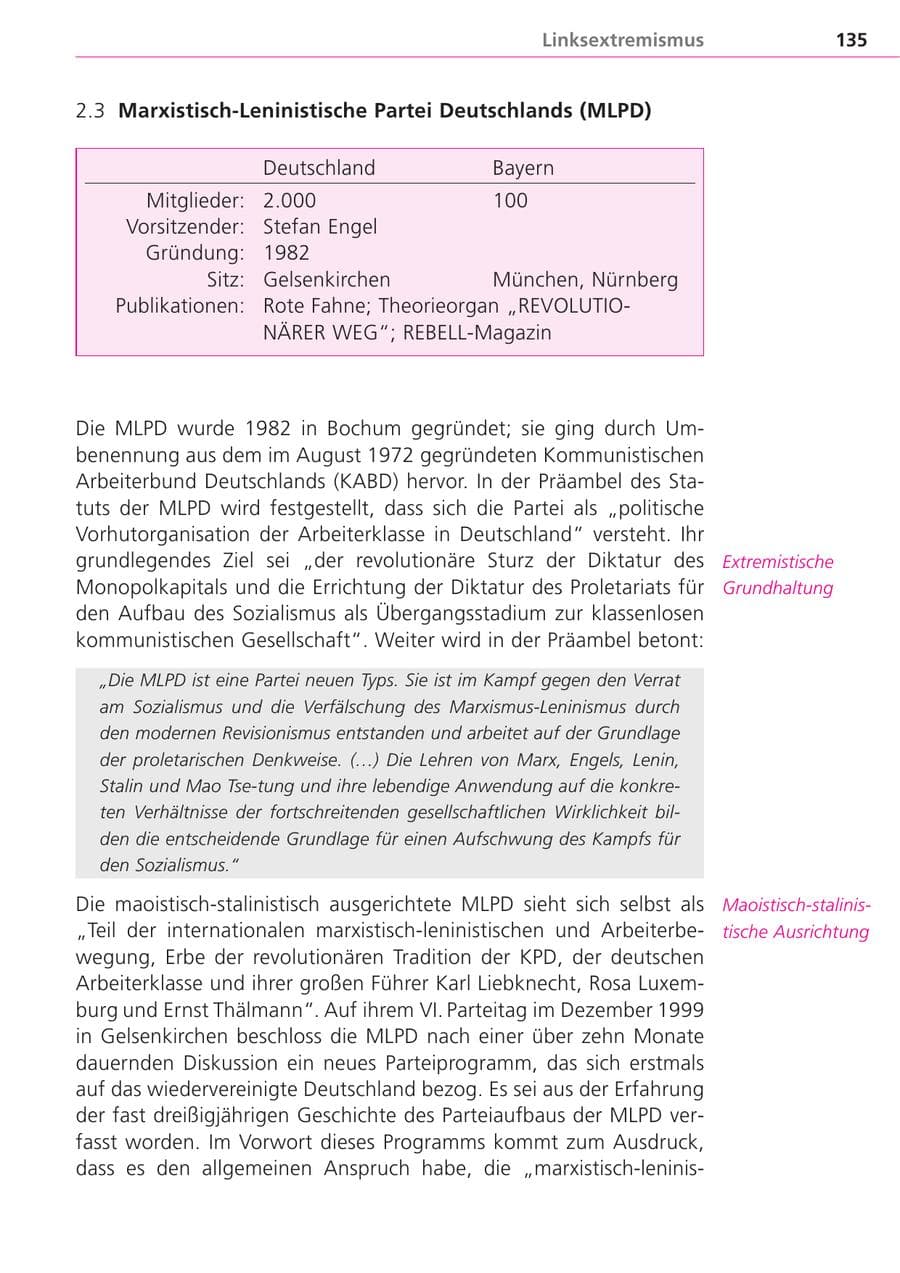 Seite 135 des Verfassungsschutzbericht 2004 Bayern