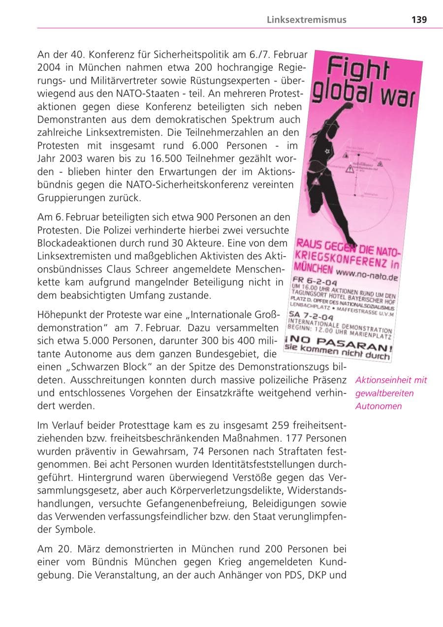 Seite 139 des Verfassungsschutzbericht 2004 Bayern